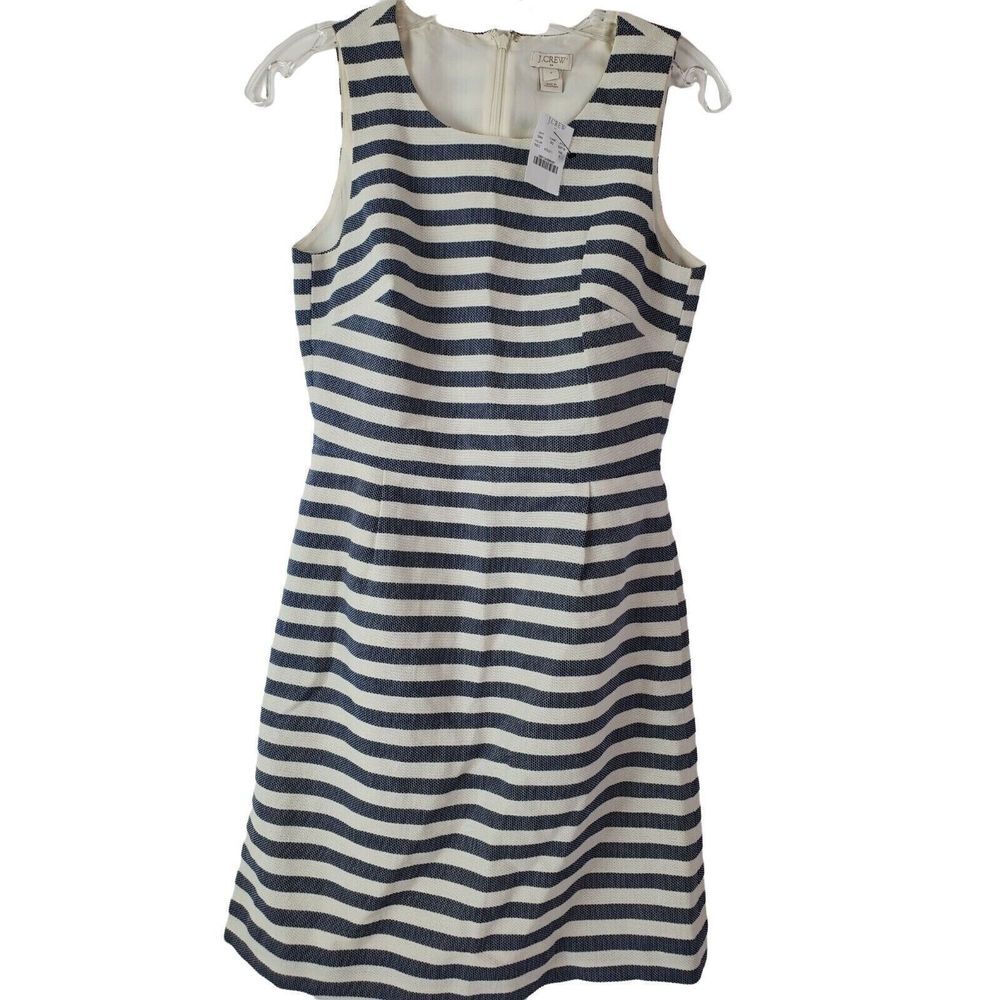 NWT J.Crew Factory Women's Sleeveless Striped Cotton Shift Dress 0‎